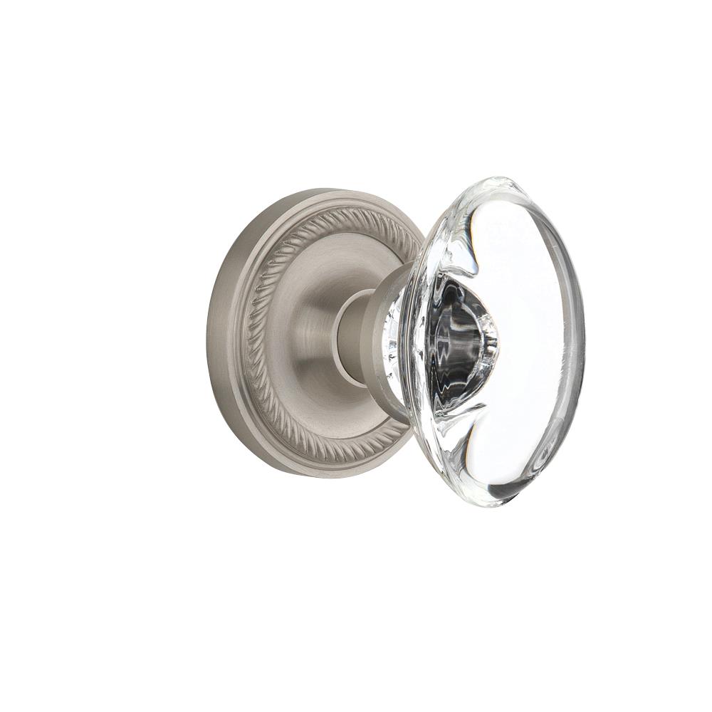 Nostalgic Warehouse ROPOCC Double Dummy Rope Rose with Oval Clear Crystal Knob in Satin Nickel